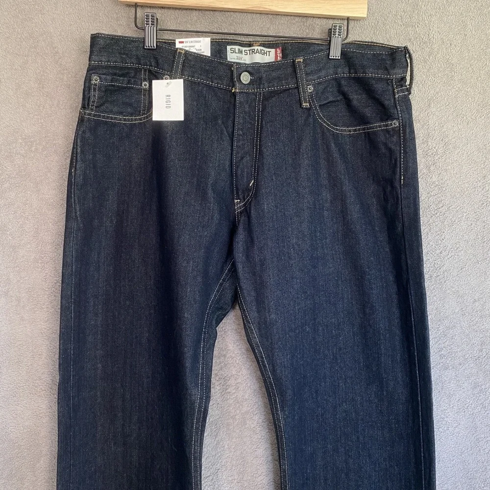NWT Levis Mens 514 Jeans Size 36x30 Blue Denim Rigid Slim Straight Dark Wash